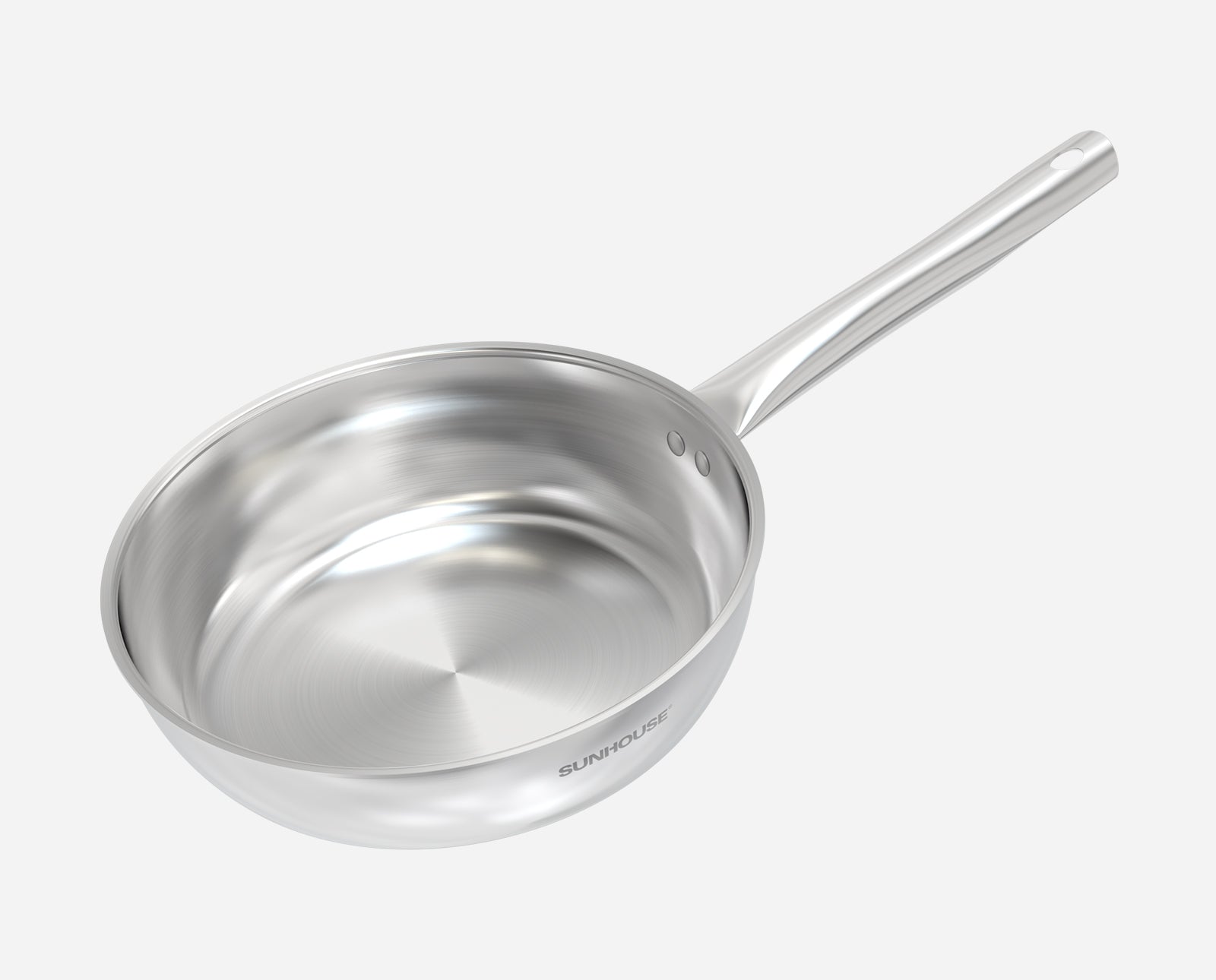 Sunhouse Stainless steel frying pan on a white background