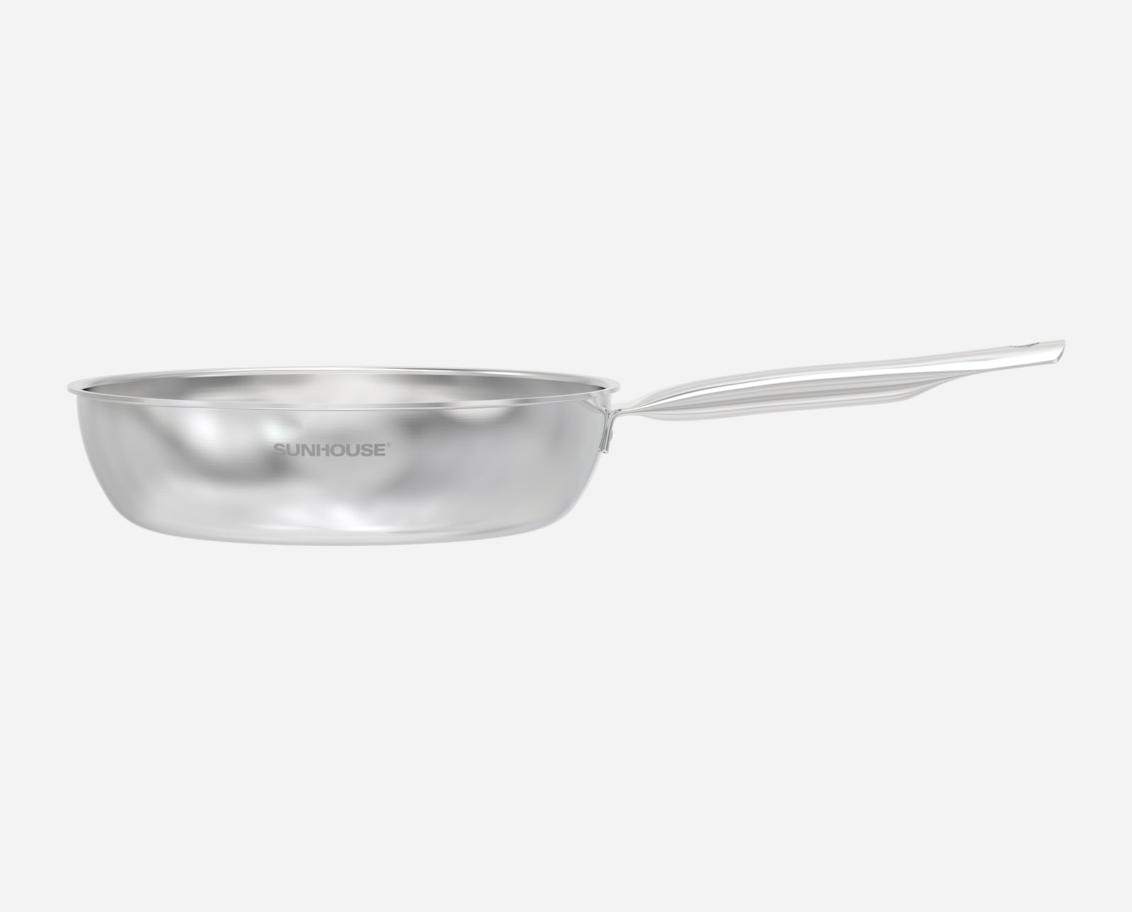 Sunhouse Stainless steel frying pan on a white background