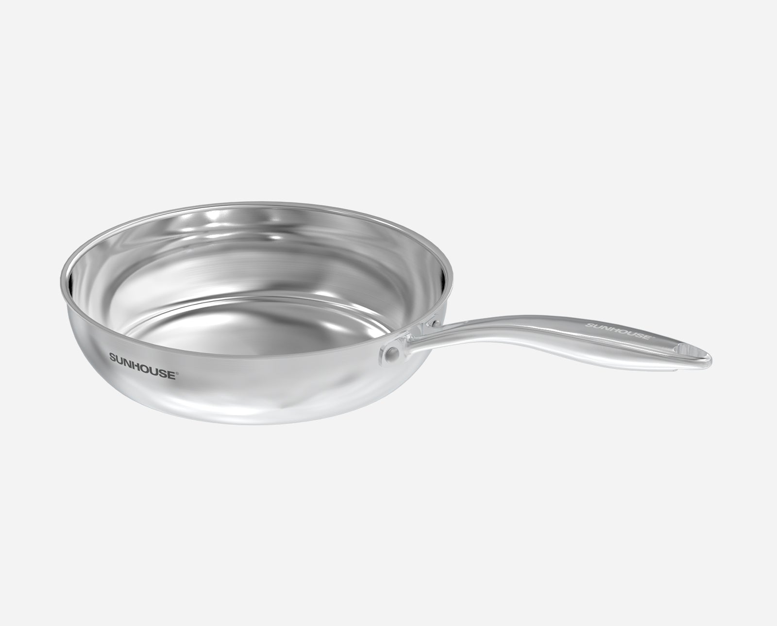 Sunhouse Stainless steel frying pan with handle on a white background