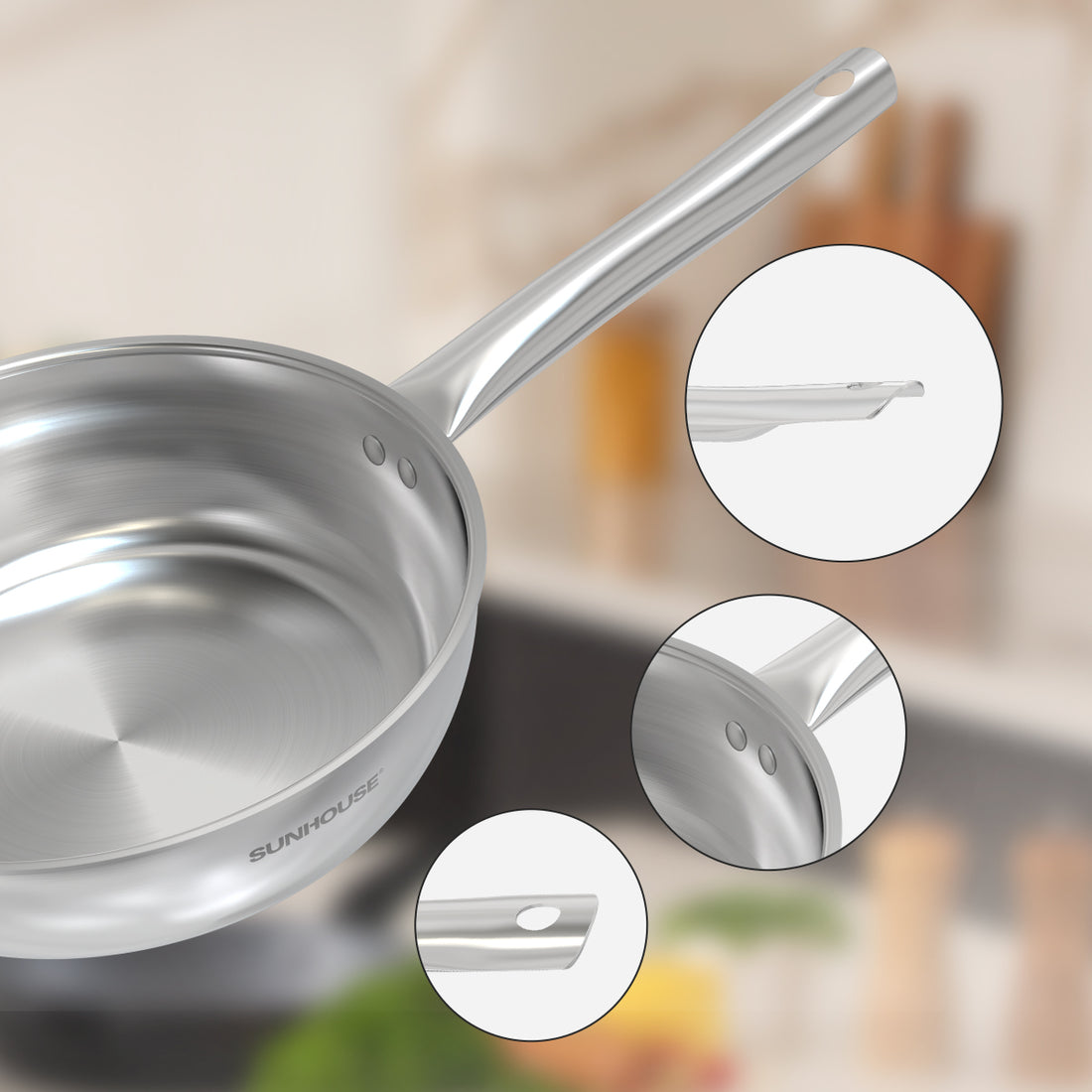Stainless Steel Tri-Ply Frying Pan Basic Series Image2